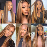 Highlight Glueless Wig Human Hair Ready To Wear And Go For Women 13x6 Hd Frontal Straight Honey Blonde Lace Front Wigs On Sale