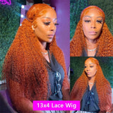 Ginger Orange Deep Wave Lace Frontal Wig Transparent 13x6 Hd Lace Front Human Hair Wigs Curly Hair 13x4 Lace Frontal Wig Colored