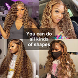 4/27 Highlight Wig Human Hair 13x6 HD Lace Frontal Wigs Human Hair Ombre Honey Blonde Straight 13X4 Lace Front Wigs For Women