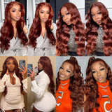 13x6 13x4 Lace Front Human Hair Wigs Body Wave Reddish Brown Colored #33 Preplucked Remy Brazilian Body Wave HD Lace Frontal Wig