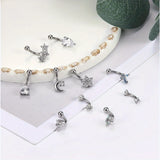 Drperffect 16G Surgical Steel  Earrings Eyebrow Rings Turquoise Belly Lip Ring Cartilage Surface Tragus Piercing Jewelry