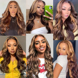 Highlight Body Wave Wig 13x4 Hd Lace Frontal Wigs Ombre 4/27 HD Lace Frontal Wig For Women Highlight Wig Human Hair 12-30 Inch