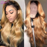 Ombre Honey Blonde Lace Front Wigs 13x4 Lace Frontal Wig Blonde 4x4 Body Wave Closure Wig Ombre Human Hair Wigs For Black Women