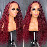 13x6 13x4 HD Deep Wave Lace Frontal Wig Colored Burgundy Lace Front Wig Brazilian Red 99J Curly Lace Front Human Hair Wigs