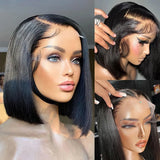 13x4 Lace Front Wig Bob Human Hair Straight 180% Full Density HD Transparent Lace Frontal Wigs bob hair lace front wig For Women