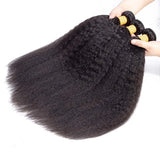 3 Bundles Kinky Straight Peruvian Hair Weave Bundles Raw Human Hair Bundles Virgin Remy Extensions For Women Coarse Yaki Weft