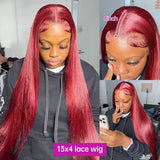 Burgundy 13x6 HD Lace Frontal Human Hair Wigs Straight 99J 13x4 Transparent Lace Front Wig On Sale Clearance Brazilian Colored