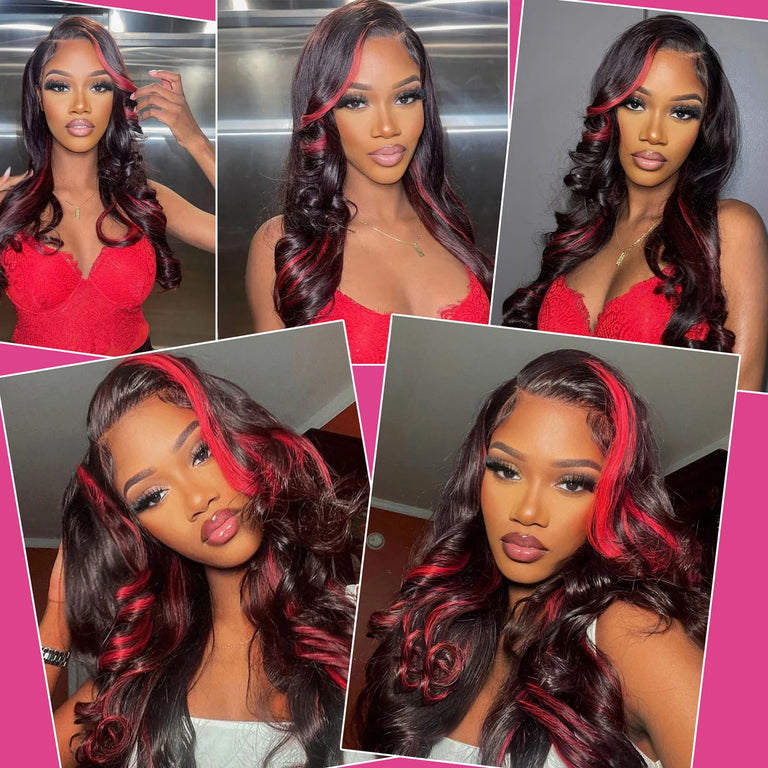 13x4 Lace Front Human Hair Wigs Highlight Ombre 1B/99J HD Lace Frontal Wigs Body Wave Human Hair Glueless Wig Pre Plucked