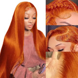 5x5 Glueless Bone Straight Wigs 280 Density 13x4 13x6 Lace Front Human Hair Wig Orange Brazilian Hair Baby Hair Wigs 28 30inch