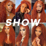 Ginger Orange Deep Wave Lace Frontal Wig Transparent 13x6 Hd Lace Front Human Hair Wigs Curly Hair 13x4 Lace Frontal Wig Colored