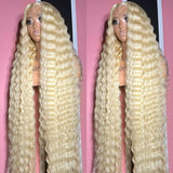 30 38 Inch Honey Blonde 613 Deep Wave13x4 Hd Lace Frontal Wig Brazilian 13x6 Transparent Lace Front Color Curly Wigs Human Hair