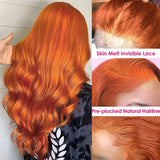 13x4 Ginger Orange Body Wave Human Hair Lace Frontal Wig 13x6 HD Transparent Lace Frontal Human Hair Wigs Lace Wigs For Women