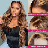 Highlight Wigs 360 HD Lace Front Wigs Body Wave P4/27 Highlight Wigs Human Hair Wigs For Women Ombre 13x4 13×6 Lace Frontal Wigs