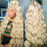 Transparent 613 HD Lace Frontal Wig 4×4 Glueless Bleached wig Blonde Color Brazilian13×4 Body Wave HD Lace Front Human Hair Wigs