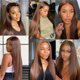 Chocolate Brown HD Lace Frontal Wig Malaysia Straight Human Hair Wigs Colored Human Hair Wig 13x4 Lace Frontal Wig