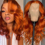 13x4 Ginger Orange Body Wave Human Hair Lace Frontal Wig 13x6 HD Transparent Lace Frontal Human Hair Wigs Lace Wigs For Women