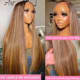 4/27 Highlight Wig Human Hair 13x6 HD Lace Frontal Wigs Human Hair Ombre Honey Blonde Straight 13X4 Lace Front Wigs For Women