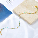 LUXUSTEEL Bohemian Green Blue Yellow Beads Chain Anklets Stainless Steel Summer Ankle Bracelet Body Jewelry Gifts For Women Girl