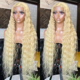 13x4 13x6 Hd Lace 613 Deep Wave Frontal Wig Human Hair 180% Brazilian Curly Blonde Wig For Women Glueless Preplucked Ready To Go