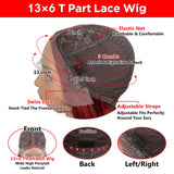 Burgundy HD Transparent Lace Front Human Hair Wigs 99J Red Straight 13x6x1 Lace Front Wig For Women Pre Plucked Highlight  Wig