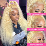 30 Inch 613 Honey Blonde Deep Wave 13x6 Hd  Lace Frontal Wig Glueless Preplucked Curly 13x4 Water Wave Lace Front Human Hair Wig