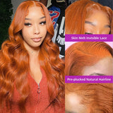 Body Wave 13x4 Colored Lace Frontal Wig 13x6 Ginger Orange HD Lace Front Glueless Human Hair Wig To Wear For Women 30 Inch Hair