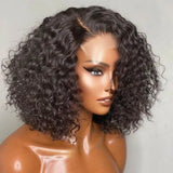 200D Deep Wave Curly Lace Front Human Hair Bob Wigs 4x4 Lace Front Wig Pre Plucked Transparent Brazilian Deep Curly Bob Wigs