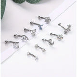 Drperffect 16G Surgical Steel  Earrings Eyebrow Rings Turquoise Belly Lip Ring Cartilage Surface Tragus Piercing Jewelry