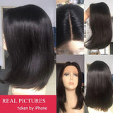 Glueless 13X4 Short Straight Bob Wig Ready To Wear Human Hair Lace Frontal Wigs For Women PrePlucked Wear And Go Brazilian Hair