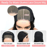 Ready To Wear Glueless Human Hair Wig Bob Wig Lace Closure Human Hair Wigs Glueless Wig Human Hair Ready To Go For Black Women