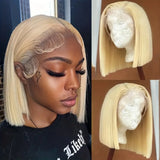 LUXURIOUS Short Bob 613 13X4 HD Lace Front Human Hair Wigs Glueless Honey Blonde Color Pixie Cut Straight Frontal Wig Preplucked