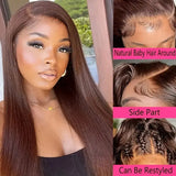 30 inch Colored Chocolate Brown 13x4 Lace Front Human Hair Wig Brazilian Bone Straight 13x6 Transparent Lace Frontal Wig On Sale