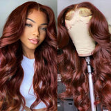 13x6 13x4 Lace Front Human Hair Wigs Body Wave Reddish Brown Colored #33 Preplucked Remy Brazilian Body Wave HD Lace Frontal Wig