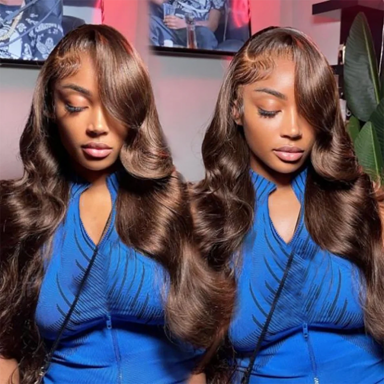 Body Wave Chocolate Brown 13X5 Lace Front Human Hair Wigs For Women Transparent HD Lace Frontal Wig Colored Human Hair Wig
