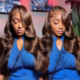 Body Wave Chocolate Brown 13X5 Lace Front Human Hair Wigs For Women Transparent HD Lace Frontal Wig Colored Human Hair Wig