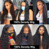 13x6 Hd Lace Frontal Wig Loose Deep Wave Wigs For Brazilian Women Curly Human Hair 40 Inch  Hair Deep Water Wave Lace Front Wig