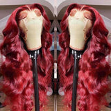 Body Wave Wig Burgundy Lace Front Wig 13x4 13x6 Hd Lace Frontal Wig 360 Full Lace Wig Human Hair Pre Plucked 99j Red Colored Wig