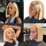 LUXURIOUS Short Bob 613 13X4 HD Lace Front Human Hair Wigs Glueless Honey Blonde Color Pixie Cut Straight Frontal Wig Preplucked