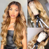 Ombre Honey Blonde Lace Front Wigs 13x4 Lace Frontal Wig Blonde 4x4 Body Wave Closure Wig Ombre Human Hair Wigs For Black Women