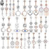 Sexy Dangling Navel Belly Button Ring for Women Girls 14G Heart Butterfly Crystal Belly Piercing Oreja Beach Belly Navel Rings