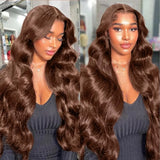 13x4 Chocolate Brown Body Wave Lace Front Wigs Hd Transparent Lace Frontal Wig Pre Plucked Colored Human Hair Wigs For Women