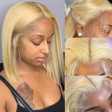 LUXURIOUS Short Bob 613 13X4 HD Lace Front Human Hair Wigs Glueless Honey Blonde Color Pixie Cut Straight Frontal Wig Preplucked