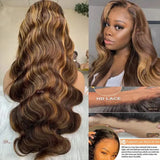 Body Wave Brazilian Highlight Wig Human Hair 30 Inch Lace Front Wigs For Black Women P4/27 Ombre Honey Brown Hd Frontal Straight