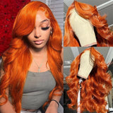 Body Wave Ginger Orange 13x6 HD Lace Front Wigs Human Hair Brazilian Remy Colored Pre Plucked 13x4 Human Hair Lace Frontal Wig