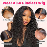 Deep Wave Wear And Go Glueless Lace Frontal Human Hair Wig 4x4 Lace Closure Wig Curly Wave Glueless Human Hair Wig For Women