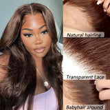 Chocolate Brown HD Lace Frontal Wig Malaysia Straight Human Hair Wigs Colored Human Hair Wig 13x4 Lace Frontal Wig