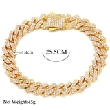 Bling Iced Out Chain Golden Cuban Anklet For Women Girls Hip Hop Full Rhinestone Paved Cuban Ankle Bracelet Summer Beach Jewelry