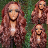 13x6 13x4 Lace Front Human Hair Wigs Body Wave Reddish Brown Colored #33 Preplucked Remy Brazilian Body Wave HD Lace Frontal Wig