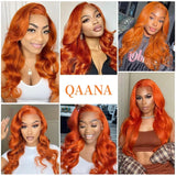 13x4 Ginger Orange Body Wave Human Hair Lace Frontal Wig 13x6 HD Transparent Lace Frontal Human Hair Wigs Lace Wigs For Women