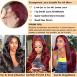 30 Inch 99j Burgundy Glueless Preplucked Human Hair Front Wig 13x6 Hd Lace Frontal Wig 13x4 Lace Colored Body Wave Wig For Women